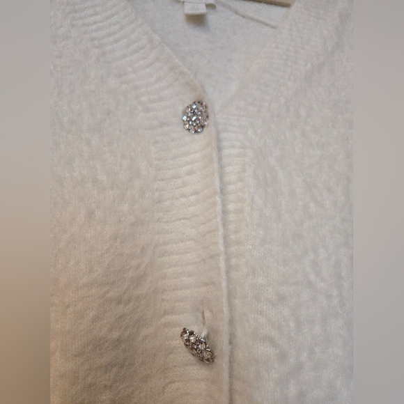 H&M White Rhinestone Button Cardigan - Picture 7 of 10